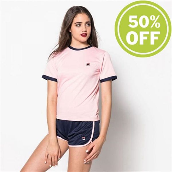 Fila Olivia With Crew Neck Women's T-Shirts - Coral,NZ 654-91354